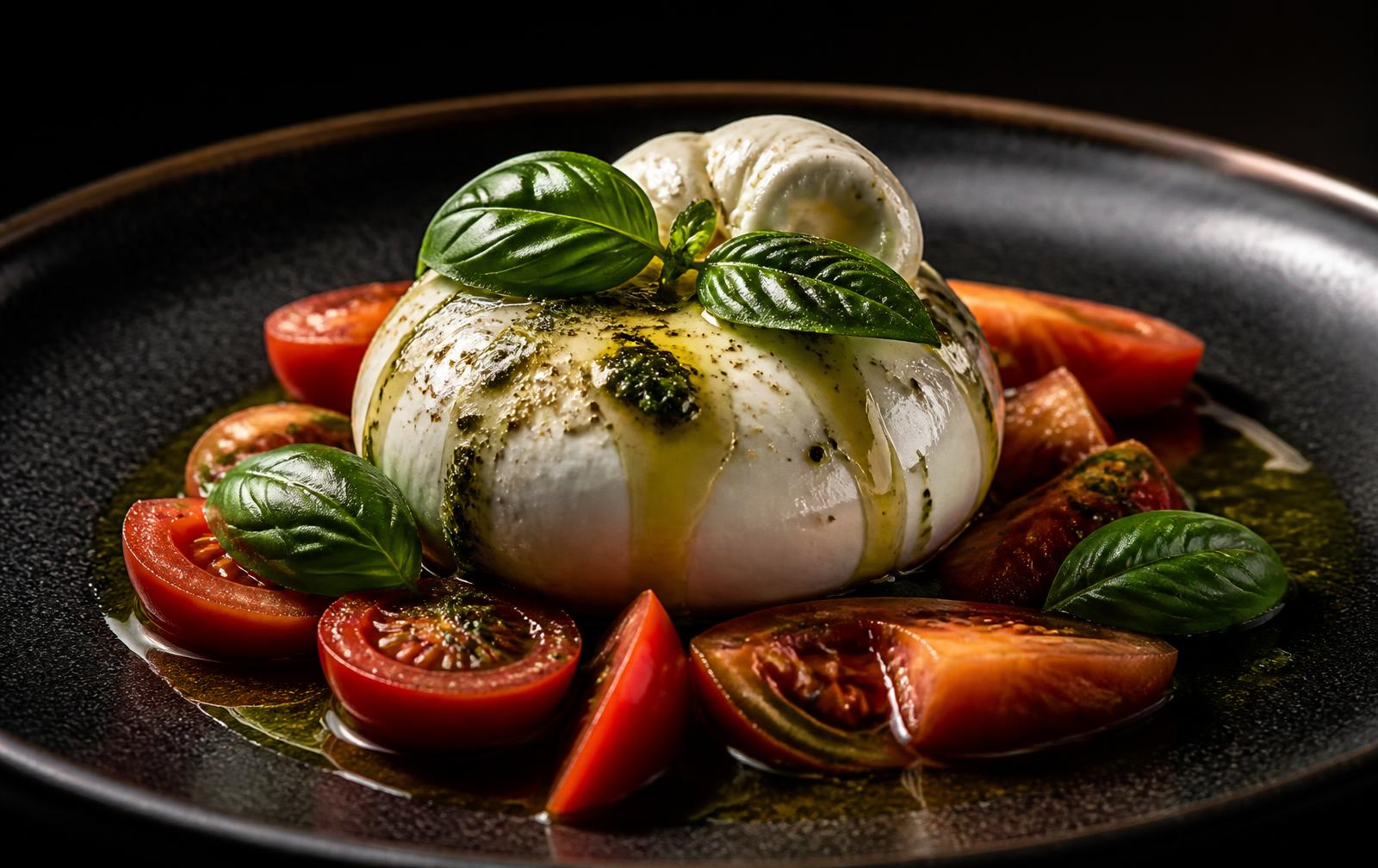 Burrata mit Tomaten und Basilikum