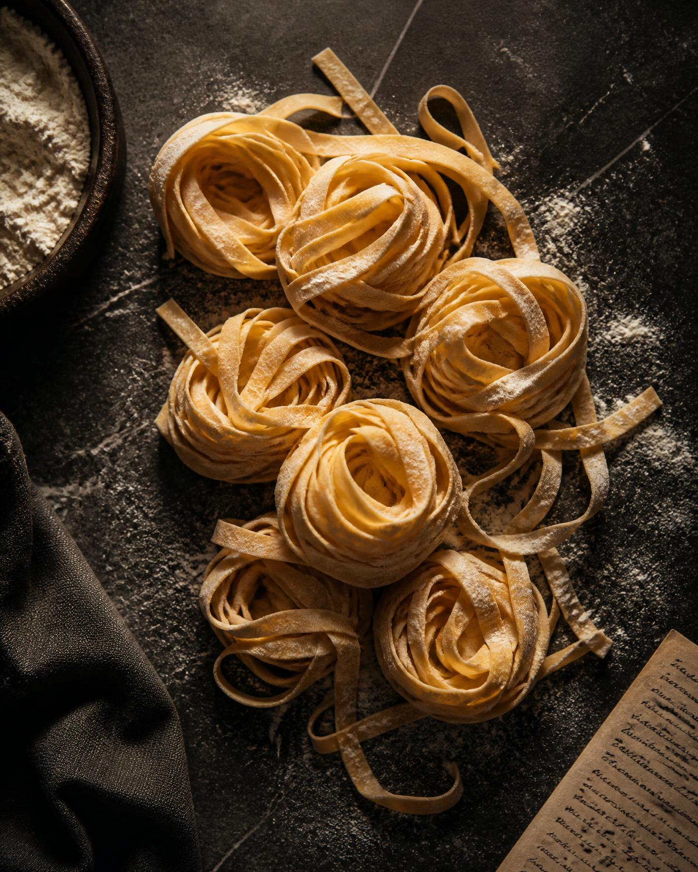 Frische hausgemachte Tagliatelle